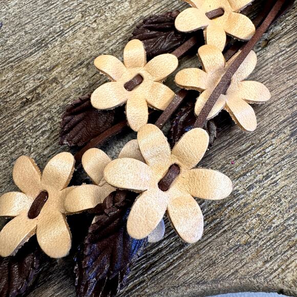 Leather Flower Purse Charm Genuine Leather Fall Daisy Bag Charm NEW FAST SHIP - Picture 4 of 6